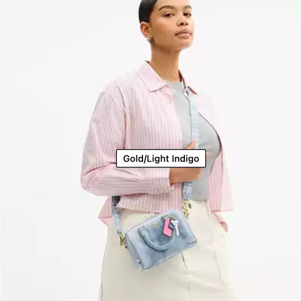 NWT Coach Mini Rowan Loved Denim Satchel Bag - Picture 2 of 9